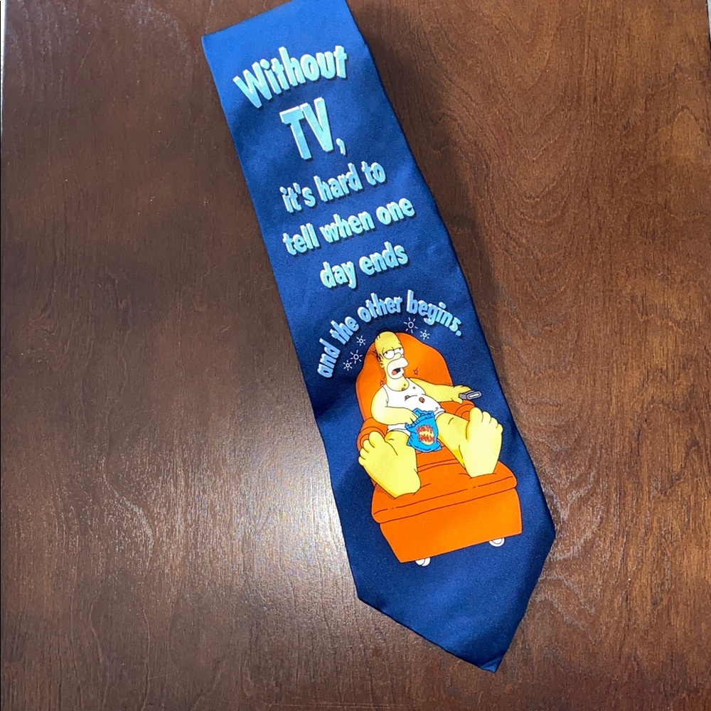 The Simpsons “Homer Without TV “ Silk Necktie Y2K Briefly Stated